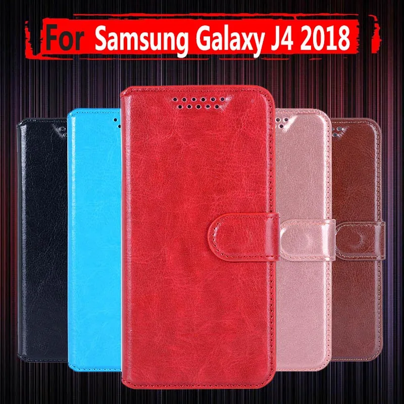 Hot Sale ! For Samsung Galaxy J4 2018 Case Flip Wallet PU Leather Phone Case For Samsung Galaxy J4 2018 J400F J400 SM-J400F Case