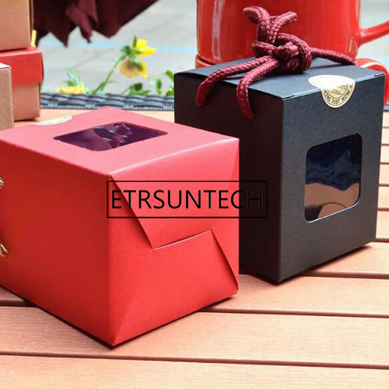 Portable Universal Gift Box With Clear Window Handmade Jam Honey Tea Packaging Boxes Kraft Paper Candy Box