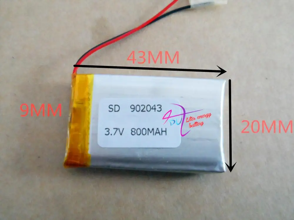 3.7 V polymer lithium battery 902043 MP3 MP4 MP5 GPS 800MAH wireless earphone