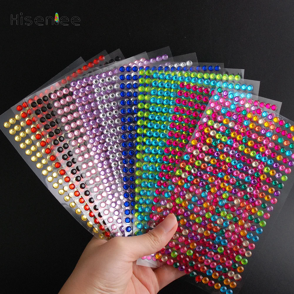 3/4/5/6MM Resin  Rhinestone Self Adhesive Stickers For DIY Mobile Phone Decoration Car Decor Decal Styling Accessories