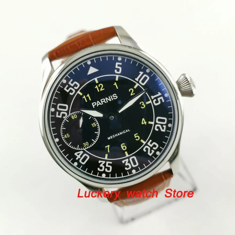 Parnis – montre mécanique classique pour hommes, Vintage, 44mm, 17 joyaux lumineux, mouvement à remontage manuel, PM16, 6497