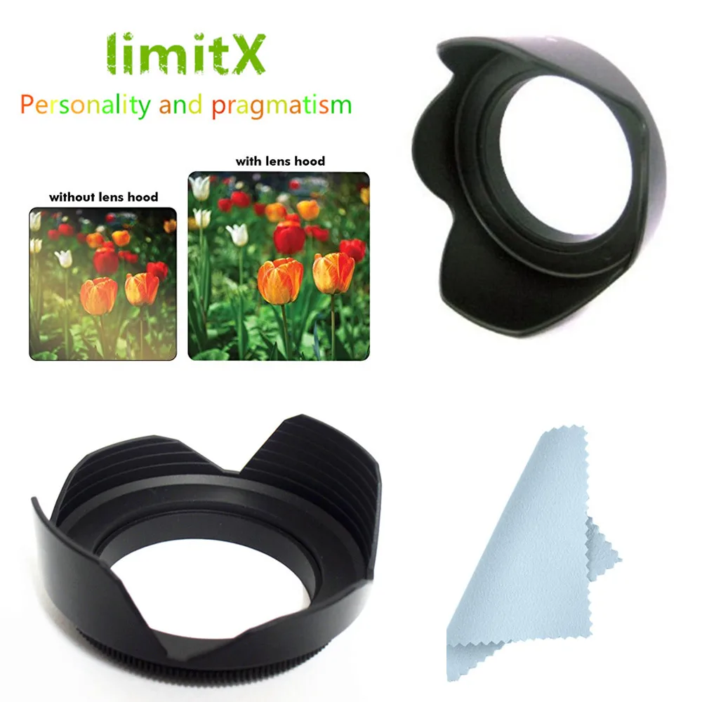 Tulip Flower Lens Hood Shade & Lens Adapter Ring For Nikon CoolPix B700 B600 P610 P600 P530 P520 P510 Digital Camera