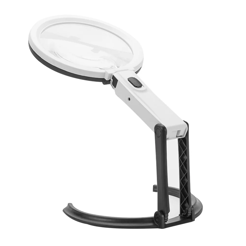 138mm 12 LED Light Magnifier Magnifying Glass with Light Lens Table Desk-type Lamp Handheld Foldable Loupe For Diamond Painting