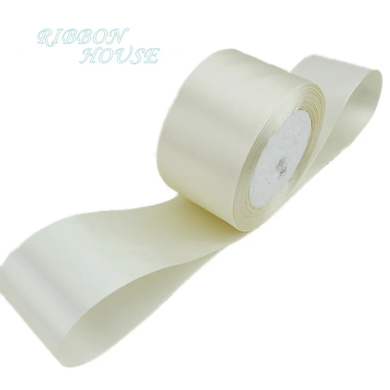 (25 yards/roll) 50mm Cream White Single face satin ribbon webbing decoration gift Christmas ribbons