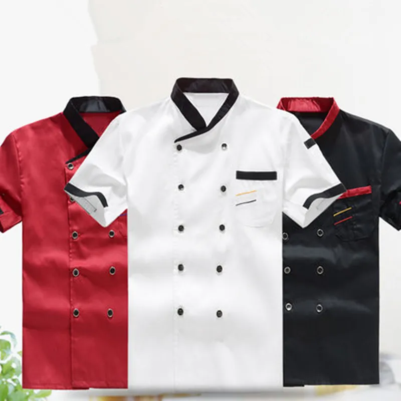 2017 Newest style Summer Short-sleeved Chef service jackte Hotel working wear Restaurant work clothes Tooling uniform cook Tops