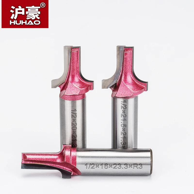 HUHAO 1pc 1/2" Shank Industrial Grade Milling Cutter Woodworking  CNC Tool Router Bits Clearing Bottom Straight Edge Arc Bit