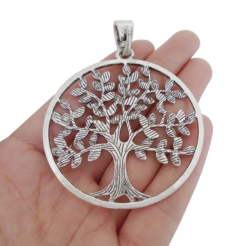 2pcs Antique Gold/Silver Tone Large Tree Charms Pendants for DIY Necklace Jewelry Making Findings 75x59mm