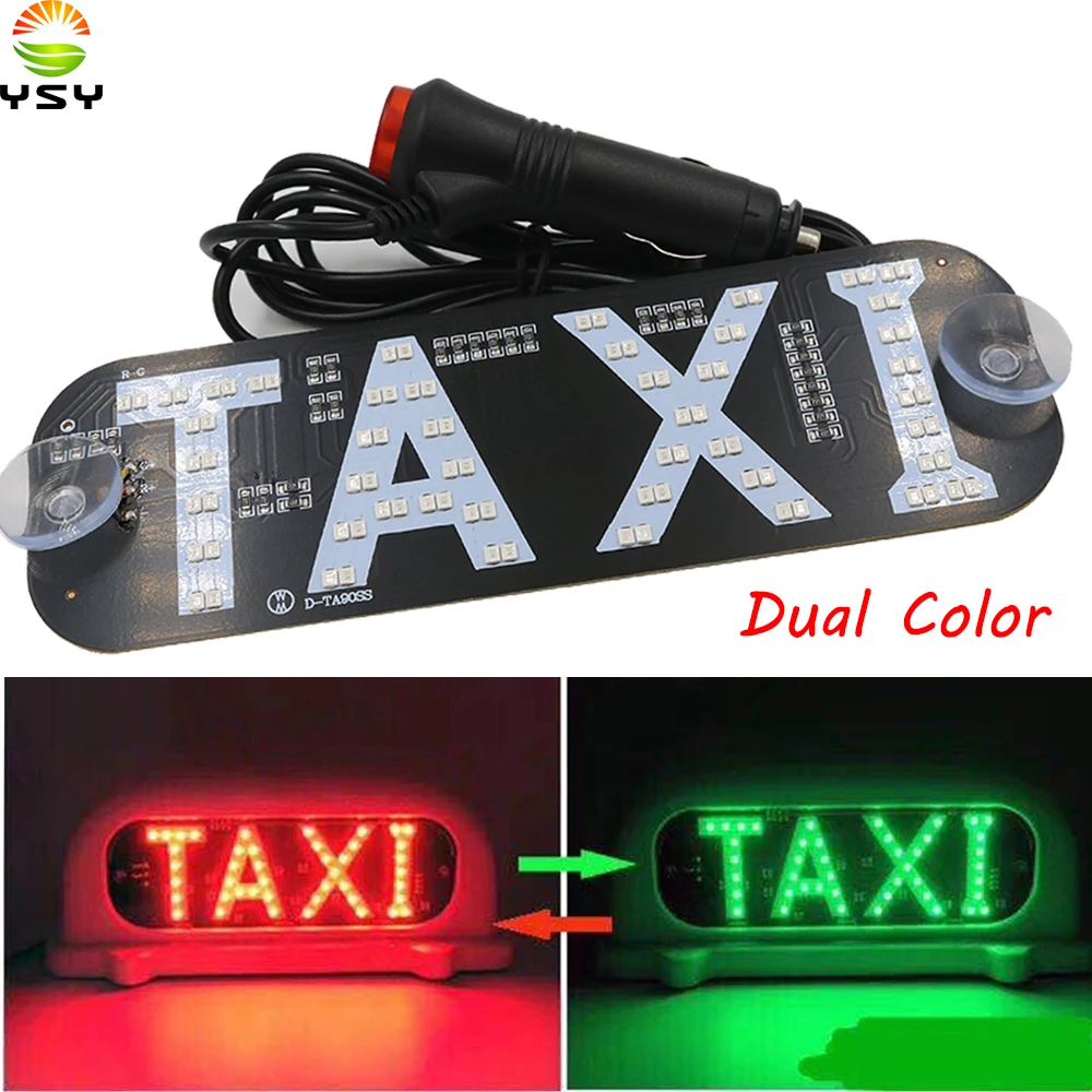 

YSY 1pcs/lot NEW Taxi Led Car Windscreen Cab indicator Lamp Sign Blue LED Windshield Taxi Light Lamp 12V Red Green Dual color