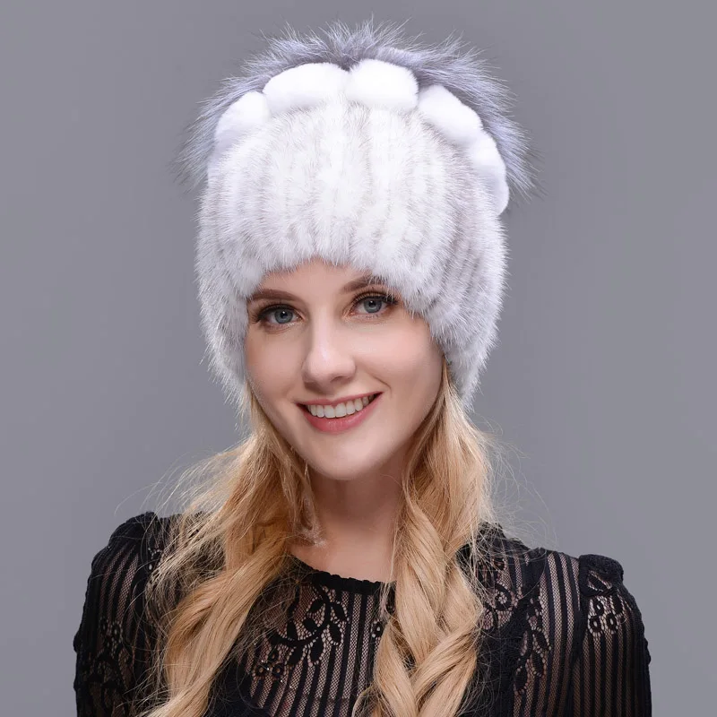 JINBAOSEN  New Style Fur Hat Black Wholesale Mink Fur Fox Fur Hat Winter Warm Woman\'s Fashion Shopping Leisure Ski Cap