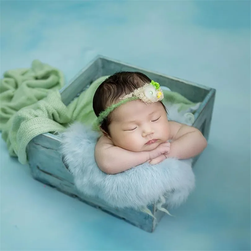 Newborn Baby Rabbit Fur blanket Baby Photography backdrop Newborn wood basket stuffer filler photography props