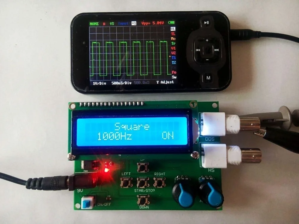 DDS Function Signal Generator Module Sawtooth Triangle Wave Sine Square Sawtooth Wave 1Hz-65534Hz DC 7V-9V LCD Display