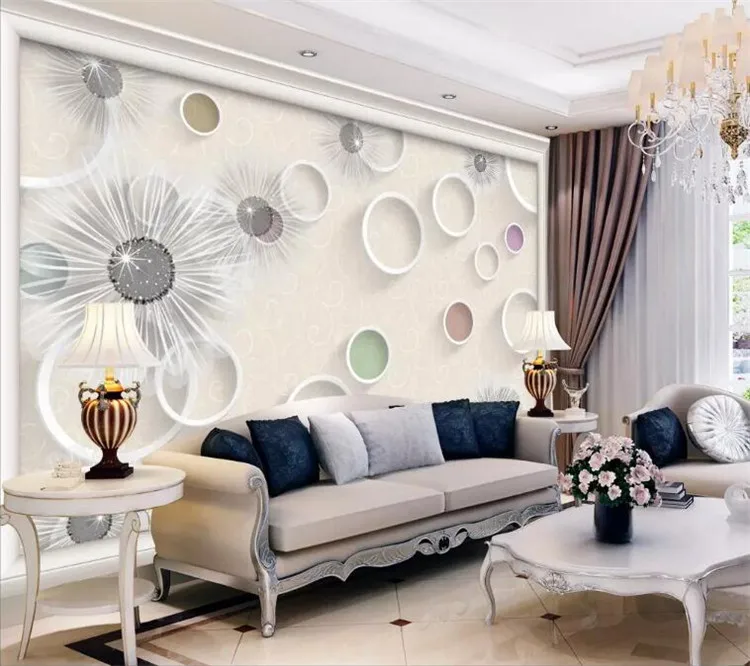 

3D Abstract Wall Murals Circle Dandelion Flower Photo Wallpaper Mural for Living Room Sofa TV Backsplash Wall Art Decor Custom