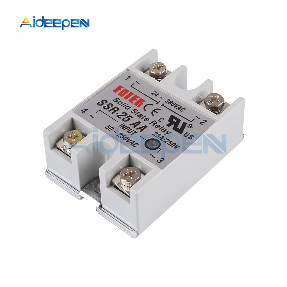 Solid State Relay Module SSR-25AA SSR-25 AA SSR 25A 80-250VAC Input to 24-380VAC Output Industry Control