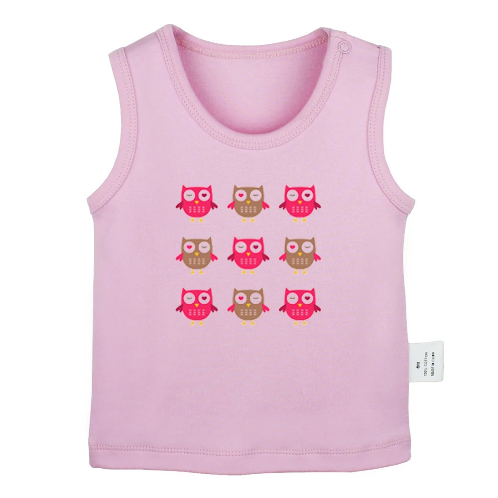 She Think I'm Crazy 9 Pink Cute Winking Owl flying owl Newborn Baby Tank Tops Toddler Vest Sleeveless Infant Cotton Clothes