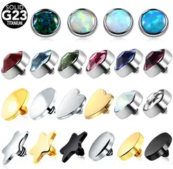 1PC Titanium Tattoo Dermal Anchor Tops Micro Dermal Head Surface Piercing CZ Gem Skin Diver Dermal Anchors Body Piercing Jewelry