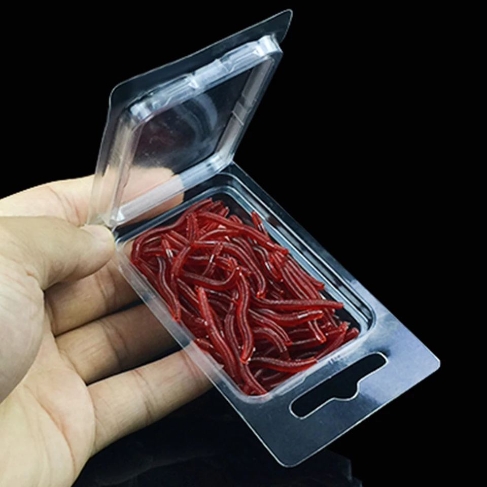 50Pcs/lot 3.5cm Soft Lure Red Worms EarthWorm Fishing Baits Worms Trout Fishing Lures fishing tackle fishing spoon jigs