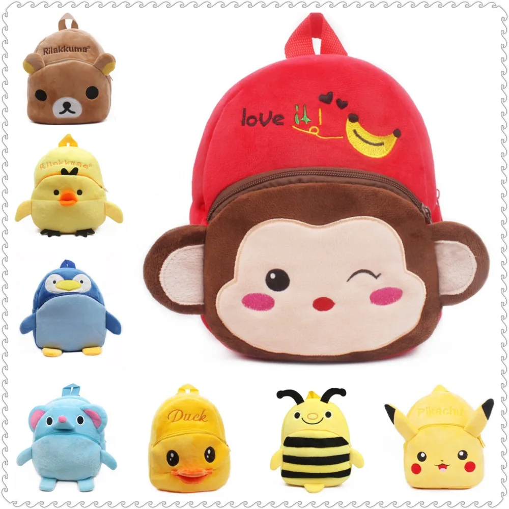 2024 Baby Backpack Monkey Cartoon Boys Toy Plush Shoulder Bag 1-3 Years Cute Small Girl Kindergarten School Bags Animal Knapsack