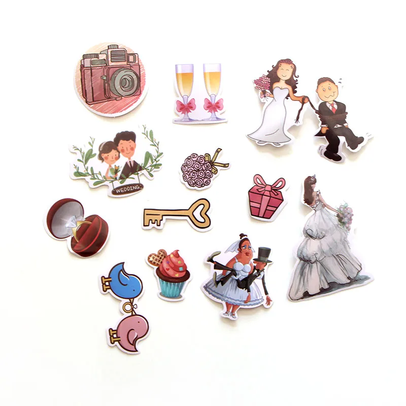 68pcs Wedding theme Creative badges DIY decorative stickers Cartoon for DIY PC wall notebook phone case scrapbooking album E0001