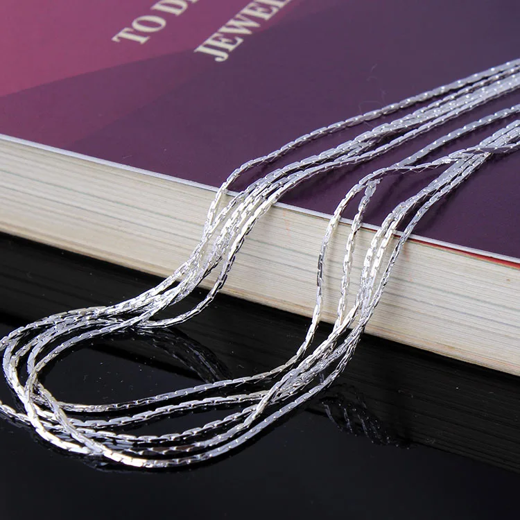 silver plated chain necklace in stock length 16 18 20 22 24 26 28 30 inch wholesale women pendant accessories necklace chains