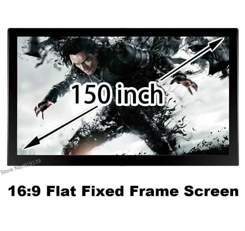 New 150 Inch Flat Fixed Frame Projection Screen 16:9 High Gain Display Projector Screens For 3D Home Cinema Theater Show