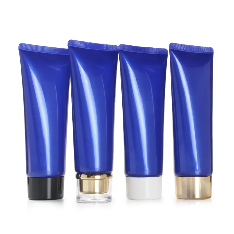 

Blue Soft Refillable Plastic Face Cleanser Lotion Tubes 100ml Body Scrub Face Cream Moisturizer Cosmetic Packaging 50pcs