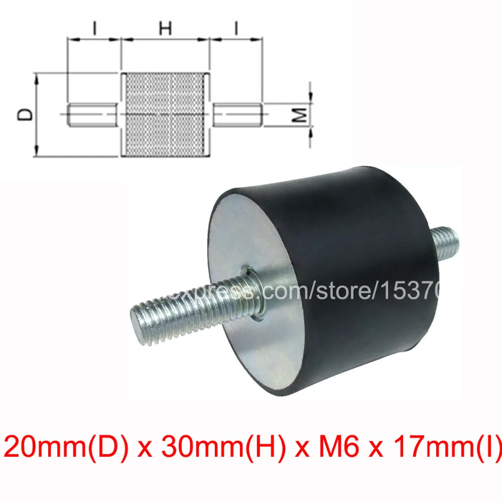 

2PCS VV type anti vibration rubber shock damper pads 20mm(D) x 30mm(H) x M6 thread x 17mm(I)