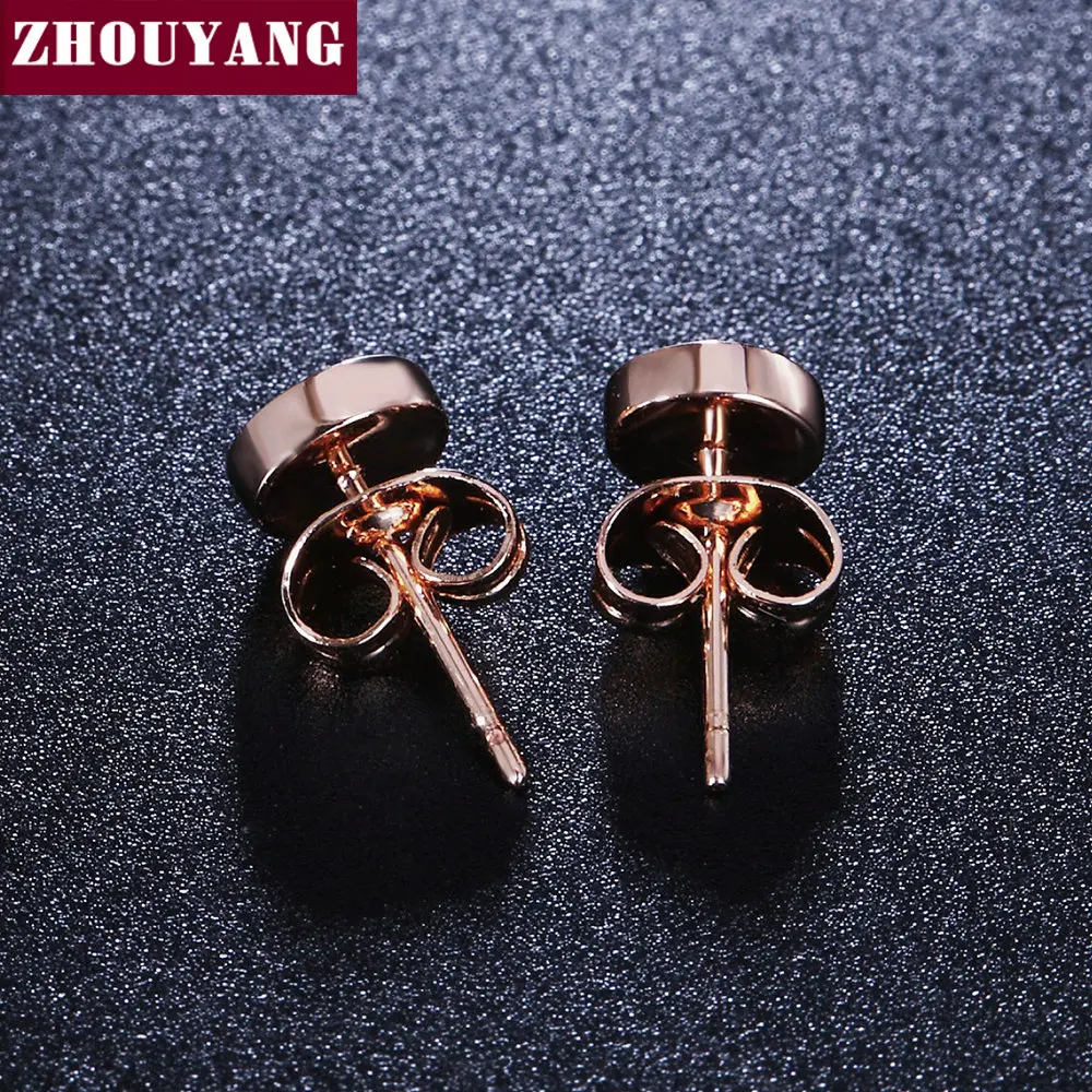 Top Quality Concise Smooth Round Rose Gold Color Stud Earring ZYE573 ZYE581 ZYE584