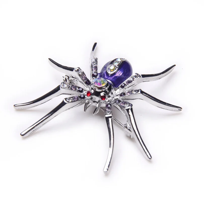 Spider Animal Pin Brooch with Purple Alloy Crystal Rhinestone Widow for Halloween ee