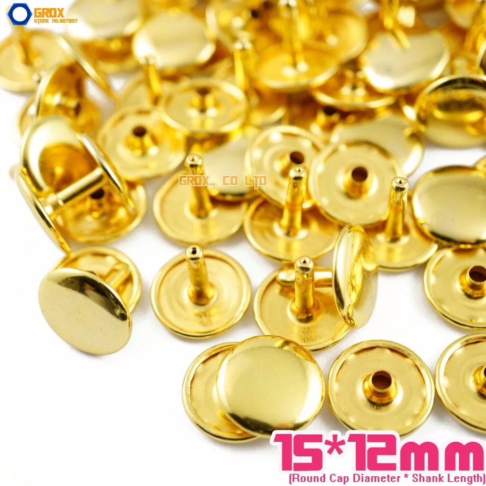 100 set 15*12mm Gold Double Cap Round Rapid Rivet Punk Rock Leathercraft Rivet