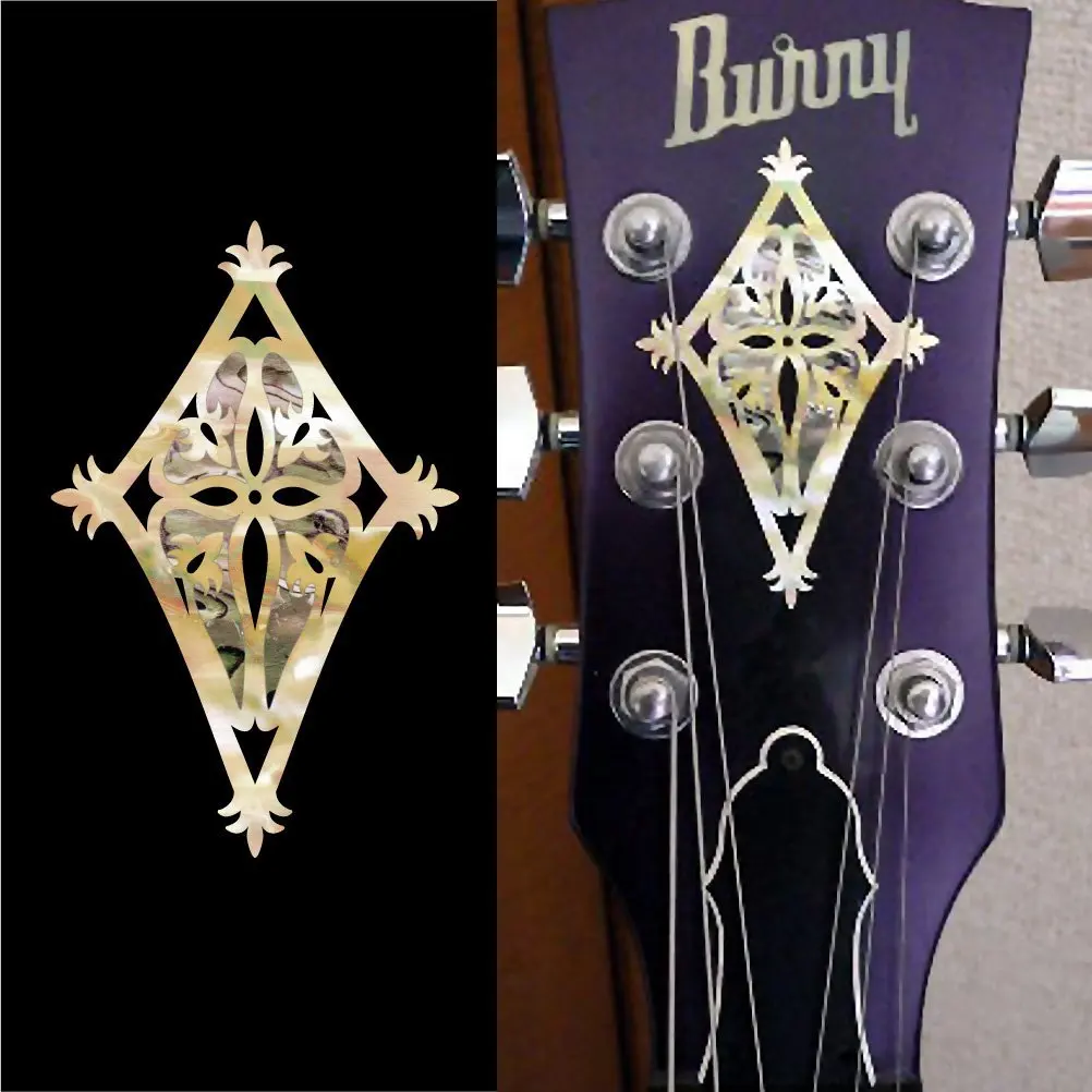 Inlay Sticker Decal Guitar Headstock In Abalone Theme Shield BL