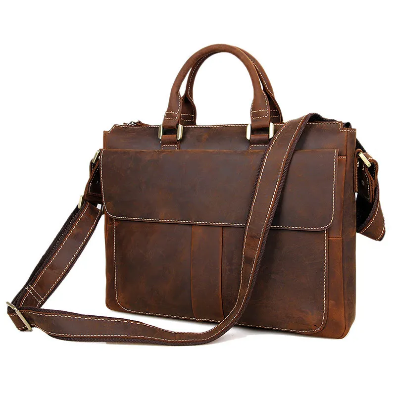 

Nesitu High Quality Vintage Crazy Horse Genuine Leather Cross Body Men Messenger Bags Briefcase Handbag Portfolio #M7113