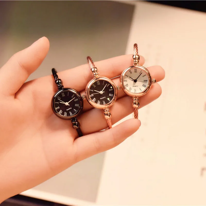 Roma Retro Watches Women Lady Girl Student Wrist Quartz Watch Mini Round Alloy Wristwatches Vintage Stainless Steel Gift