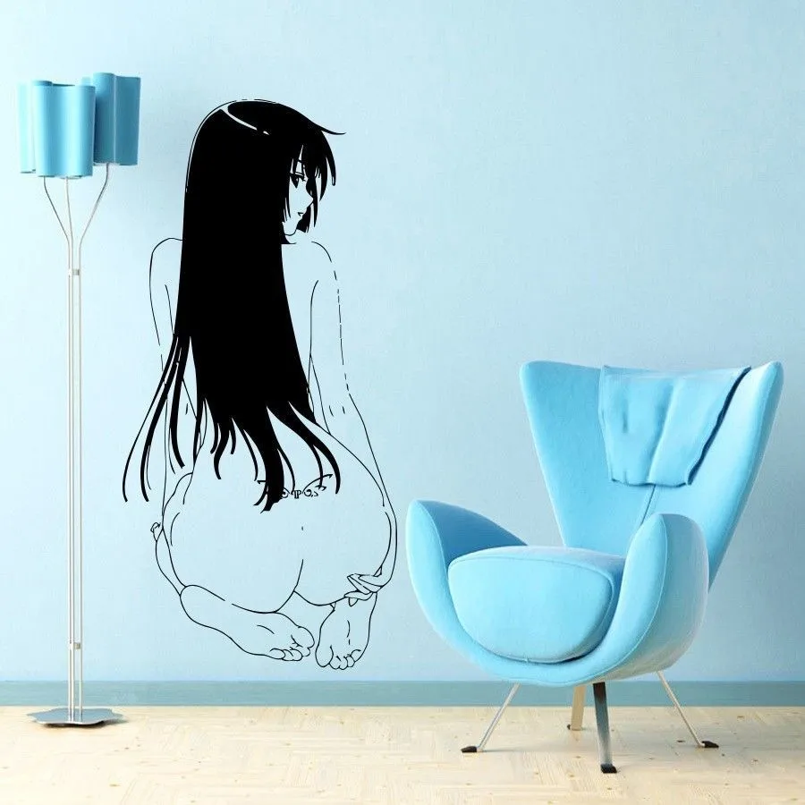 Japanese Cartoon Vinyl Wall Decal Anime Manga MANGA SEXY GIRL WITH TATOO Mural Art Wall Sticker Home Decoration Bedroom Decor