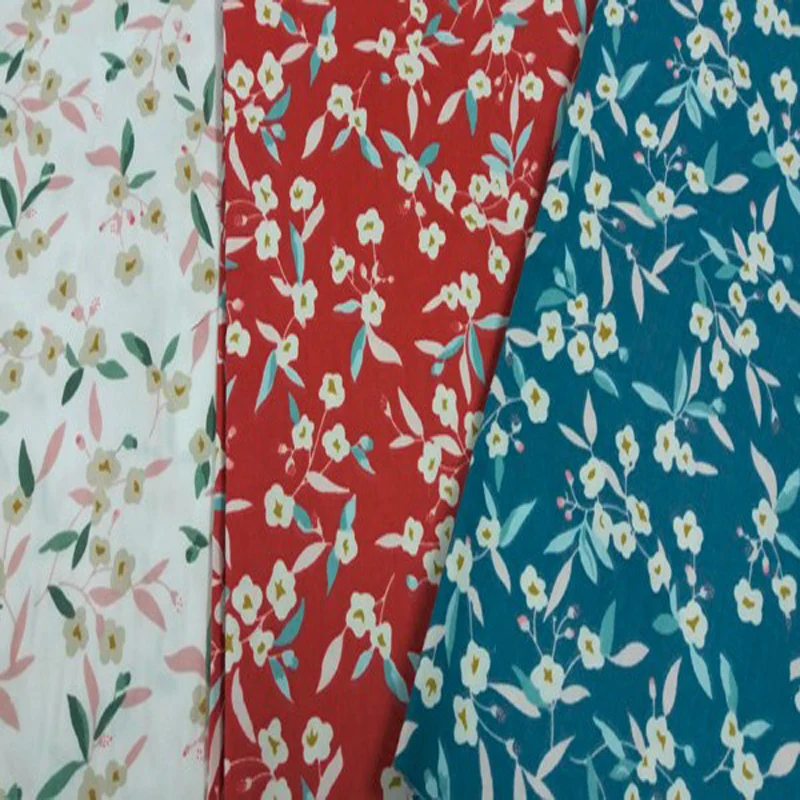 50x40cm Pretty 3 Colors  Spring Long Leaf Small Flower cotton fabric bundle ForDoll Cloth Dress Sewing