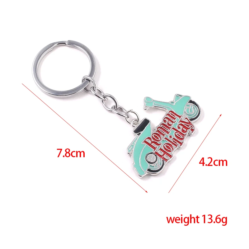 Roman Holiday Keychain Audrey Hepburn Princess Ann Joe Bradley VESPA Motorcycle Key Chain for Women Men Souvenir Jewelry