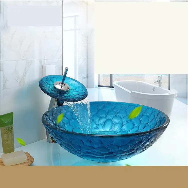 Toughened Glass Washbasin Bathroom Circular round glass Wash Basin tempered glass sink