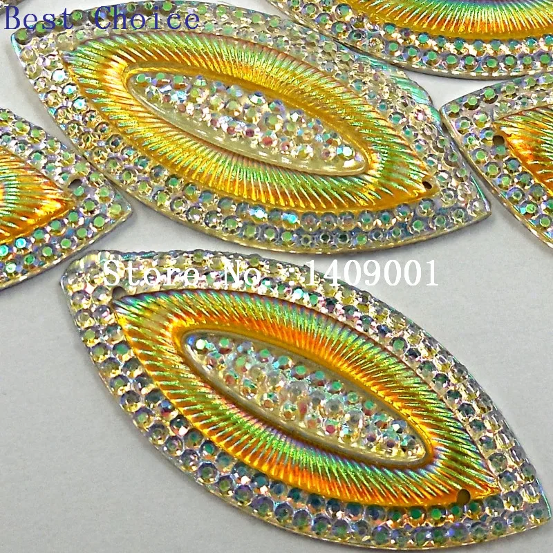 Best Scelta Navette Forma Dell\'occhio del Cavallo di Strass Giallo 18x40mm Pietre e Cristalli Cucire-On Abiti Costumi arti Fai Da Te Accessori