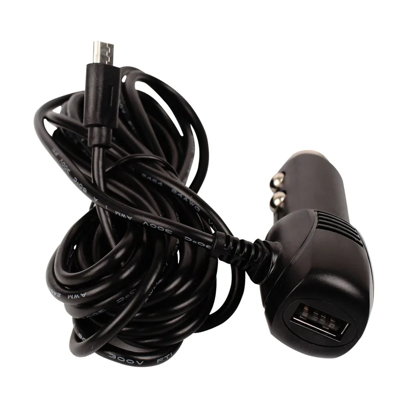 Mini / Micro USB Port Dual USB 5V 2A Car Charger Adapter Cigarette Lighter  For Car DVR Vehicle Charging with 3.5 meters Cable