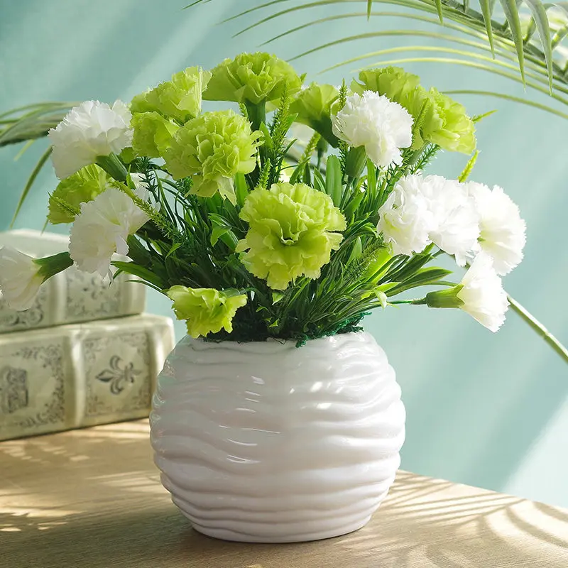 

European Ceramic Vase+Artificial Flower Set Deor Home Furnishing Crafts Decoration Livingroom Silk Fake Flower Pot Ornaments Art