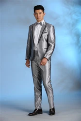 Traje ajustado de 2 piezas para hombre, Blazer de espectáculo barato, esmoquin de escenario, color gris y Beige, último diseño de abrigo