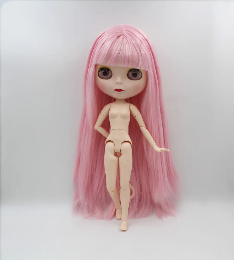 

Blygirl,Blyth doll,With straight pink bangs, 1/6 nude dolls, 19 joints, and a new face shell doll, you can give her makeup