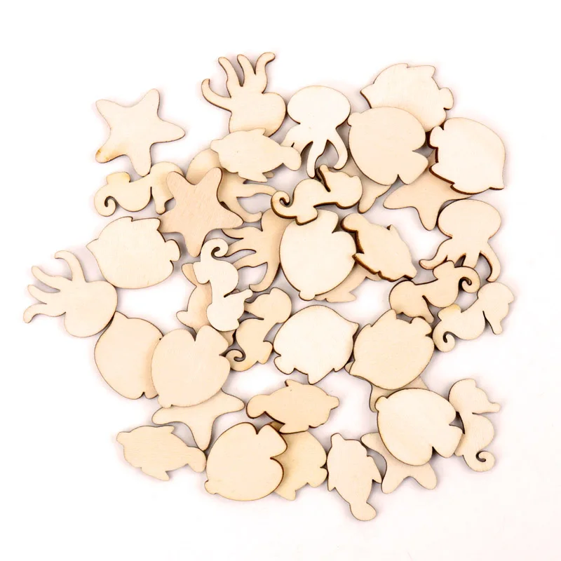 Home Decoration Hanging Ornament Accessory Painting Scrapbooking Craft Wooden DIY Animals Shape Handmade 25-30mm 20pcs