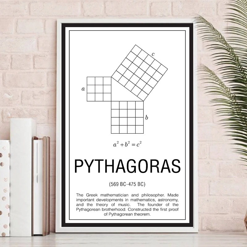 Math Poster Prints Maths Education Wall Art Canvas Painting Picture Mathematicians Pythagoras Art Gift idea Wall Decorations