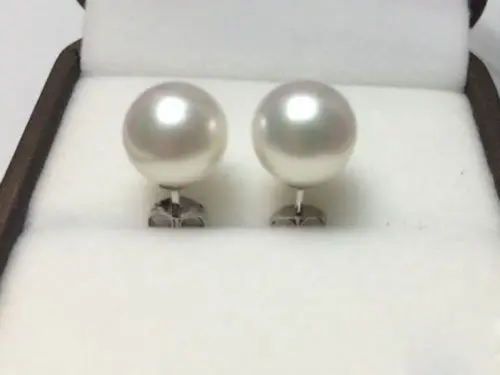 

2019 NEW PERFECT Round 7-8MM AAA+ WHITE AKOYA PEARLS EARRING 925 sterling silver