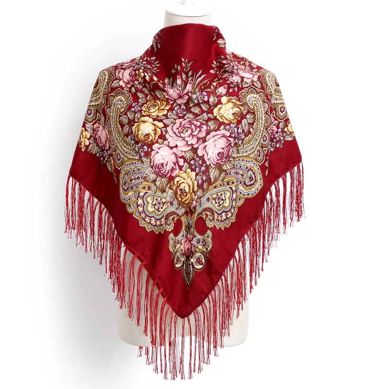 Foulard carré en coton imprimé pour femme, foulard d'hiver russe, Bandana, châle, hijab