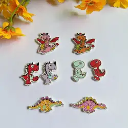 50pcs Mixed Style dinosaur  Wooden Buttons For Handmade Craft Fit Sewing And Scrapbooking Accessories 2 Holes