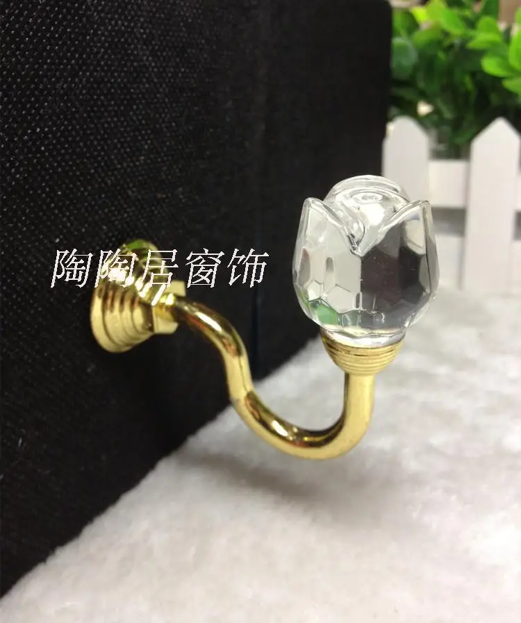 

Free shipping-Fashion Crystal Rose hooks Wall hook Curtain hooks Curtain accessories 2Pcs/set Robe Hooks TieBack Towel Hanger