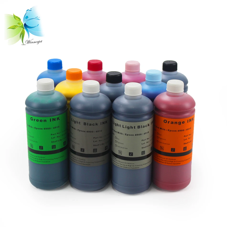 Winnerjet 11 color WaterProof vivid Pigment ink for Epson 4900 4910 printer-1000ml/bottle