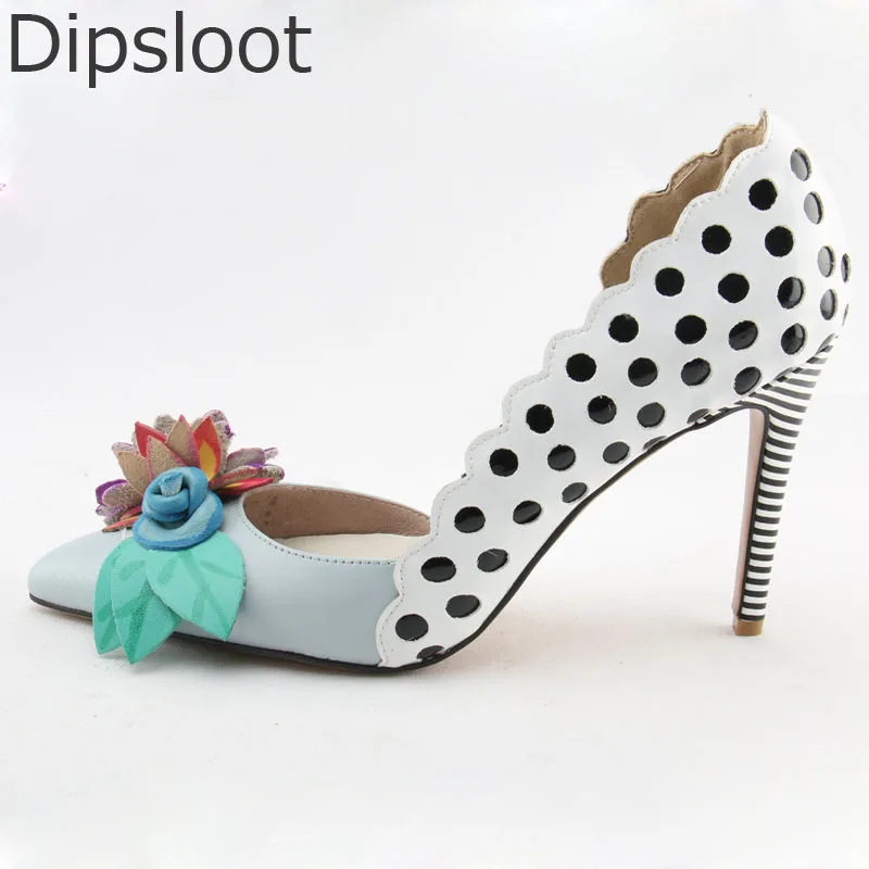 Summer Beauty Flowers Leaves High Heels Sandals Woman Polka Dot Rippled Stripe Stiletto Ankle Strap Party Sandalia Shoes image 2
