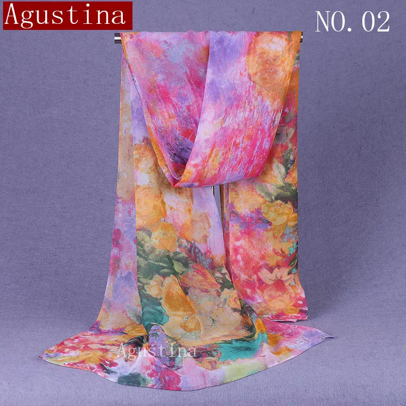 chiffon Flower Ink painting scarf fashion shawl women designer brand luxury for women headscarf scarfs scarves stoles and shawls